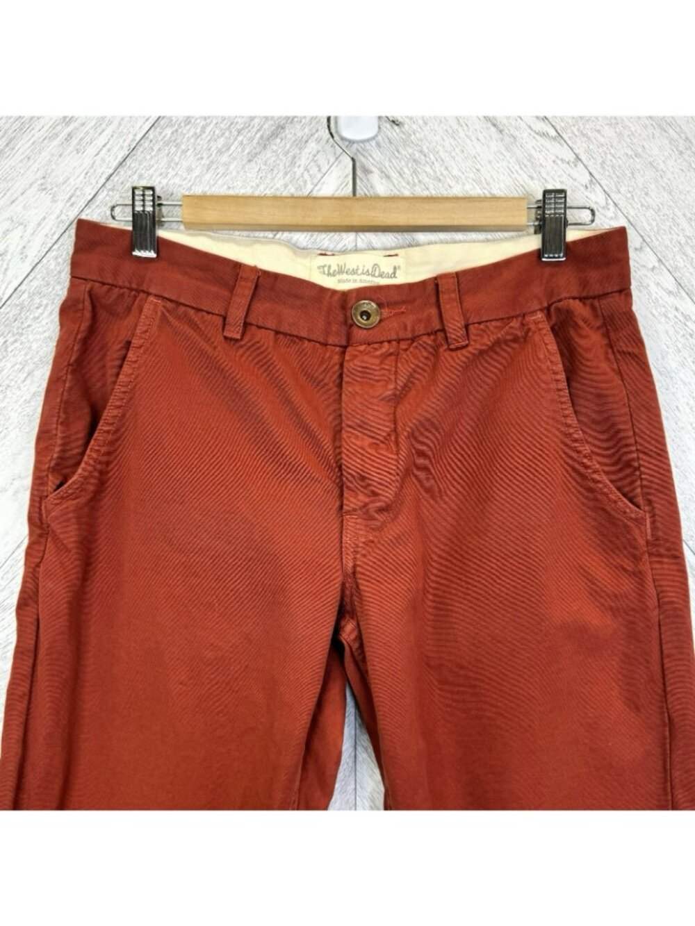 The West Is Dead Chino Pants Mens Size 30x32 Slim Straight Rust 100% Cotton - Picture 2 of 9